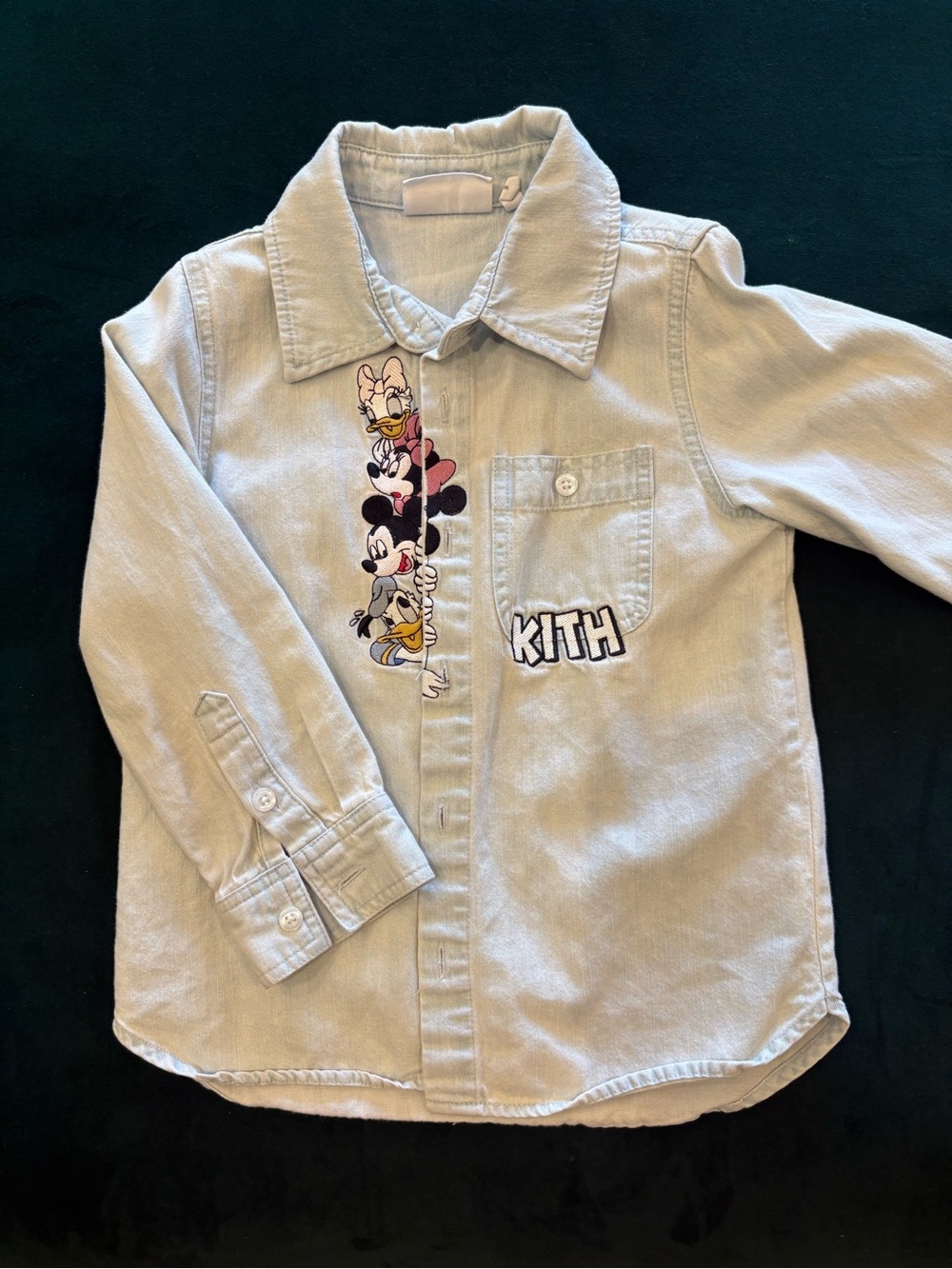 Kith Kids Denim Button-Down Shirt with Disney Character Patch